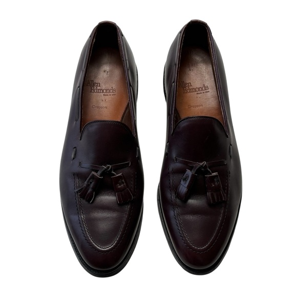 Allen Edmonds Grayson Tassel Leather Loafer Size 10.5 D Burgundy Made In USA - Picture 2 of 10